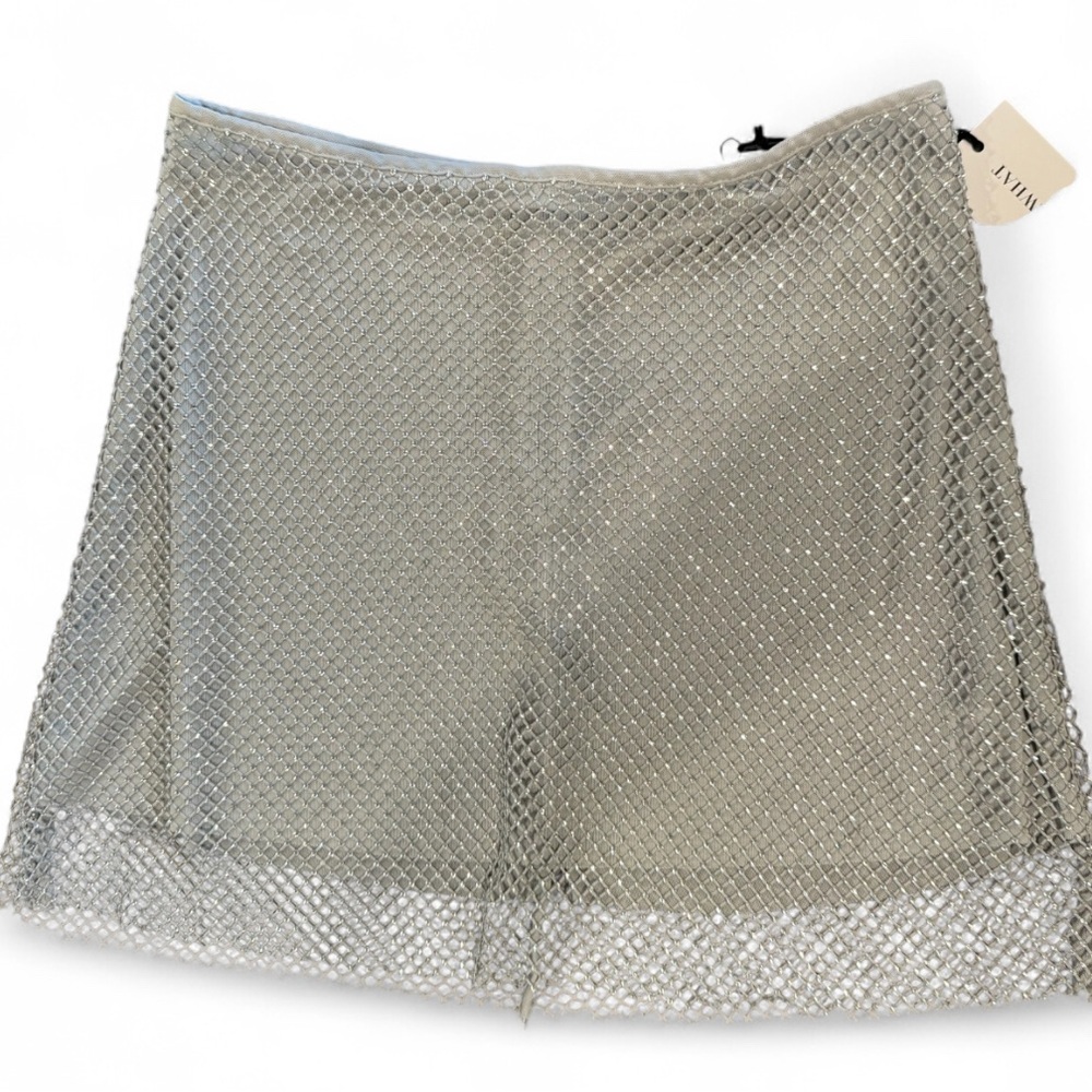 WeWoreWhat Silver Crystal Mesh Skirt